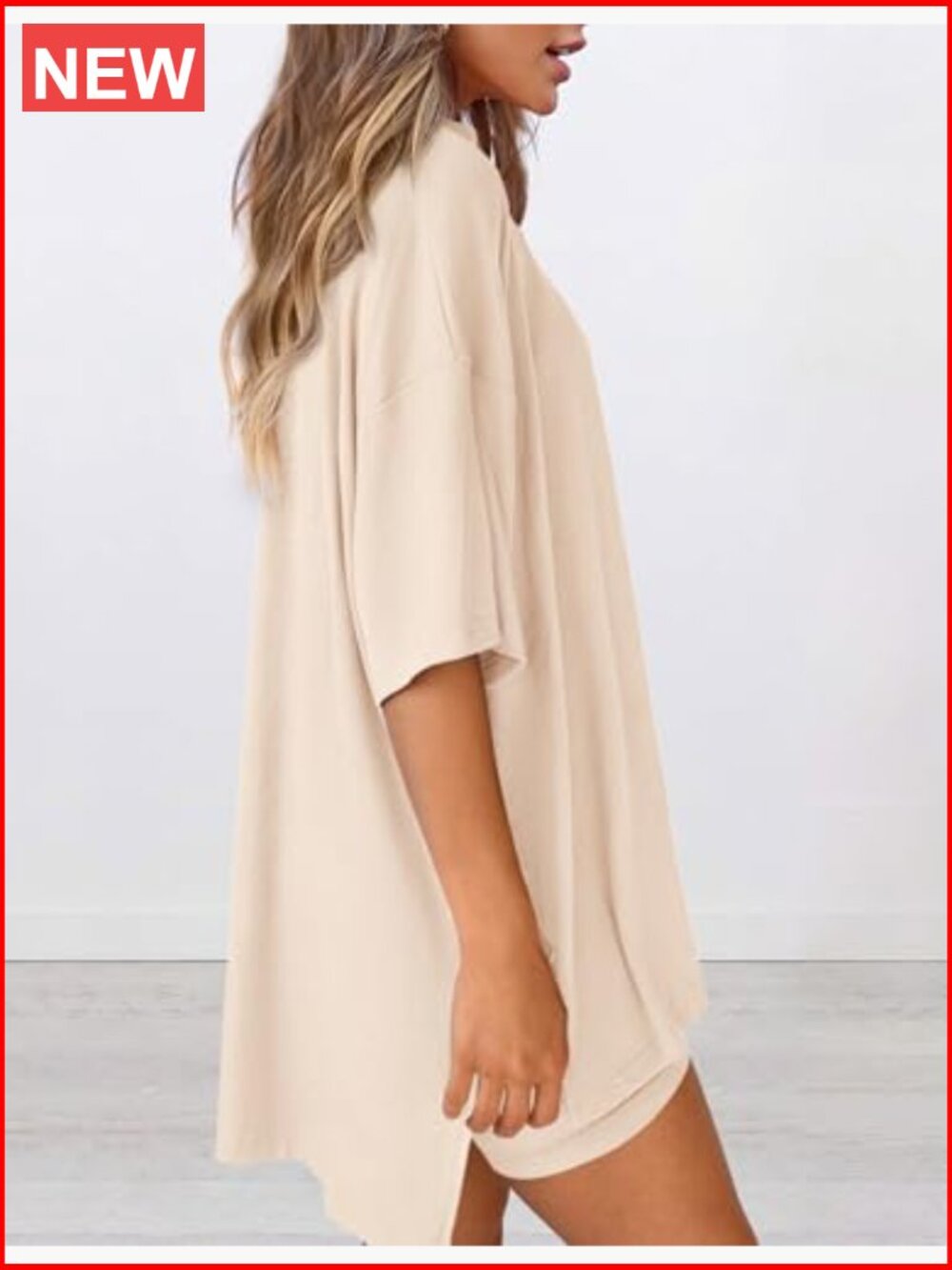2 Piece Lounge Set with Biker Shorts and Oversized Shirt - Picture 5 of 7